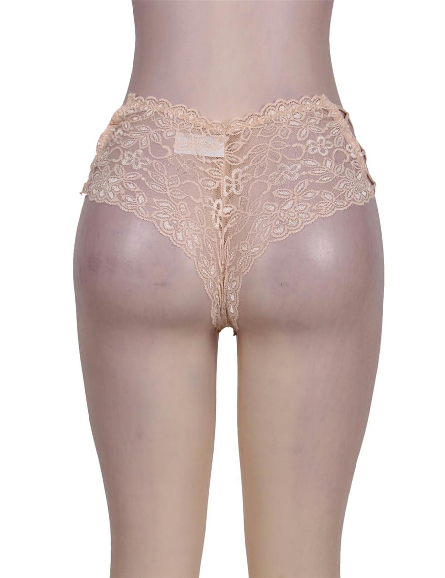 Nude Floral Lace High Waist Sexy Panty