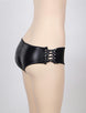 Leather Open Crotch Strappy Black Panty