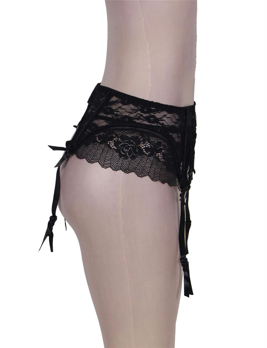 Black Sexy Lace Garter Panty