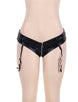 Leather Zipper Black Garter Panty