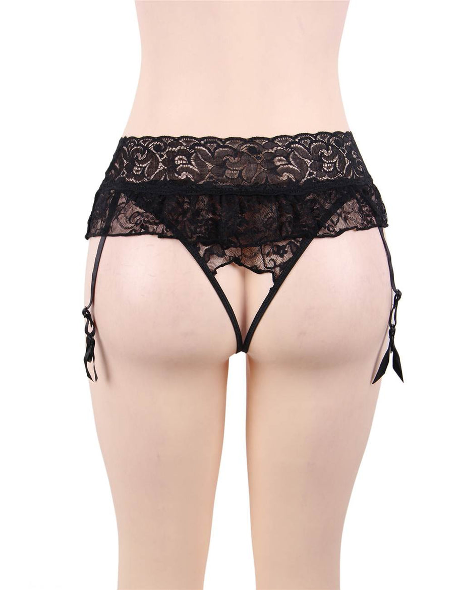 Black Sexy Lace Garter Panty