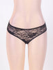 Black Open Crotch Floral Lace Panty