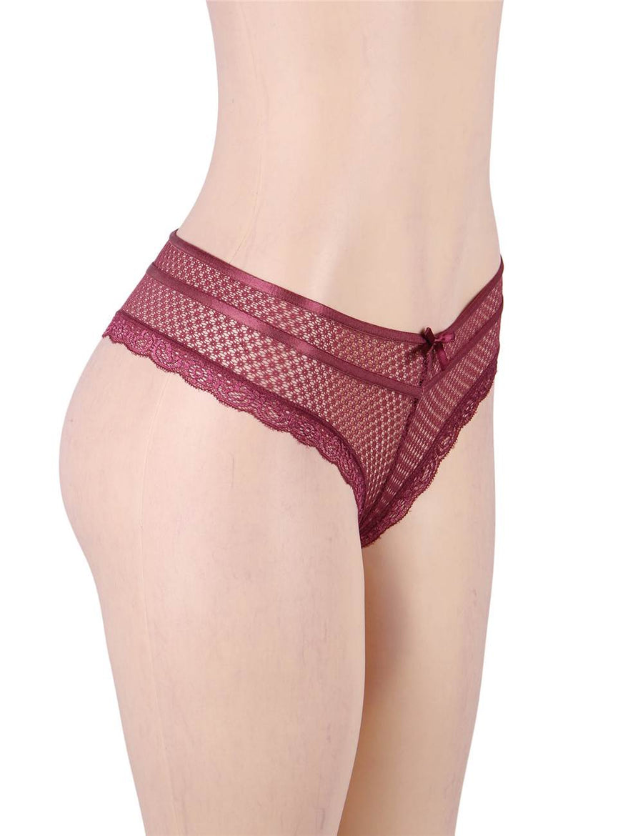 Dark Red Lace Out Ladies' Panty