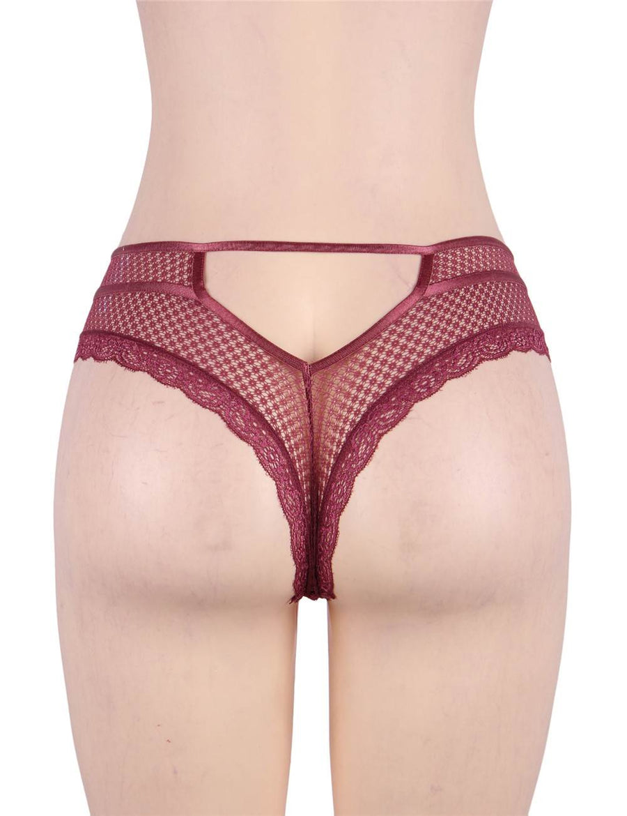 Dark Red Lace Out Ladies' Panty