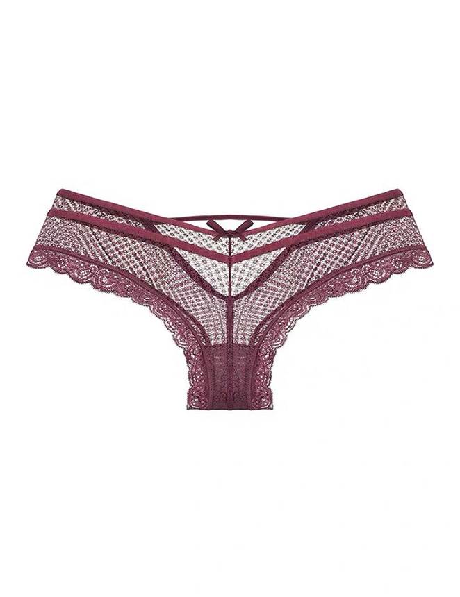 Dark Red Lace Out Ladies' Panty