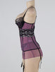 Purple Mesh And Metallic Lace Plus Size Babydoll