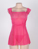 Pink Plus Size Mini Babydoll Dress With Narrow Sleeve