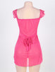 Pink Plus Size Mini Babydoll Dress With Narrow Sleeve