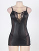 Black Plus Size Leather Chemise With Lace Eyelash