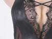 Black Plus Size Leather Chemise With Lace Eyelash