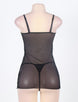 Black Plus Size Leather Chemise With Lace Eyelash