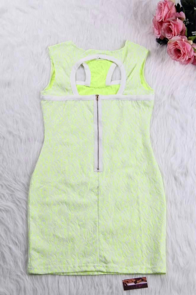 Fluorescent Green Fully Lined Lace Bodycon Dress