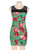 Green Flower Bodycon Print Dresses