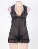 Black Sheer Lace Halter Open Back Lingerie