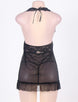 Black Sheer Lace Halter Open Back Lingerie