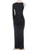 Black Side Split Slit Jersey Sequin Maxi Dress