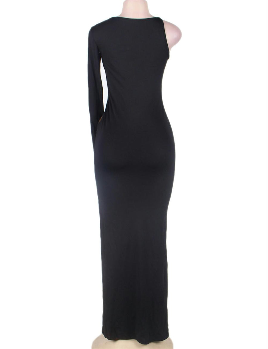 Black Side Split Slit Jersey Sequin Maxi Dress