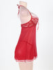 Stretch Lace Camisole Babydoll In Sheer Red