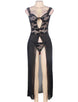 Black Sheer Lace Evening Gown Set Long Dress