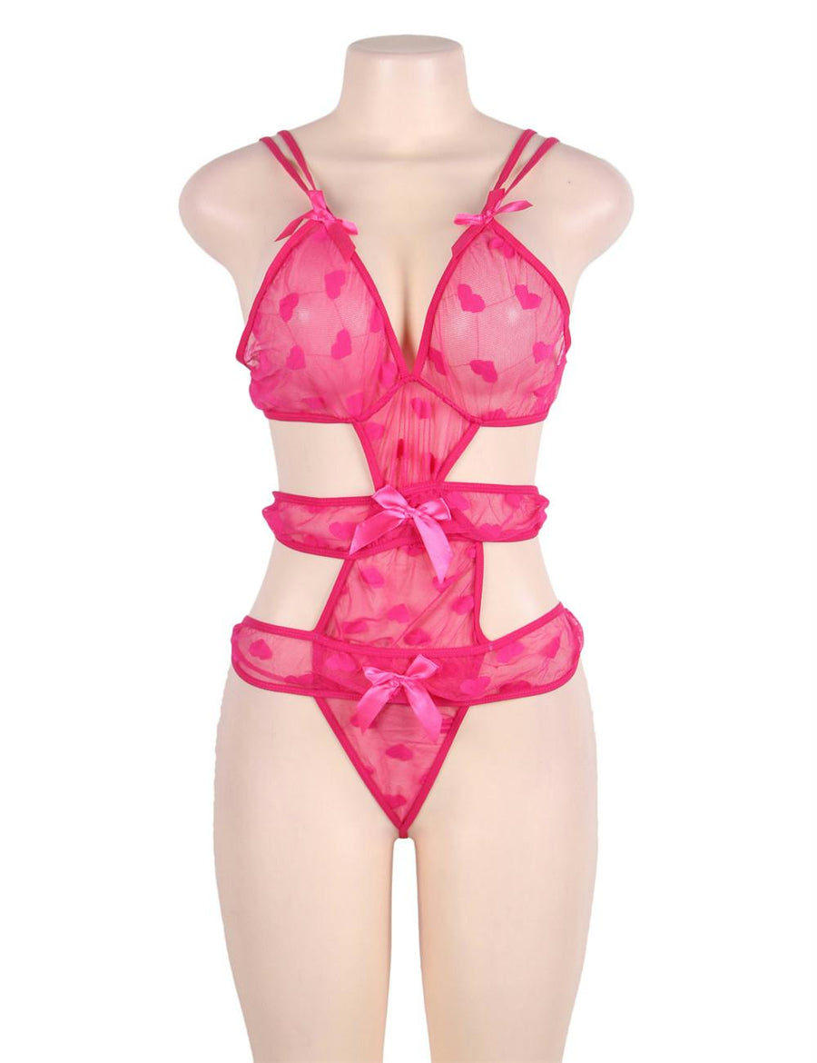 Heart Jacquard Stretch Mesh Teddy