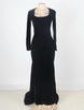 Black Long Sleeve Pattern Back Sheer Prom Dress