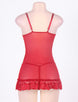 Alluring Red Romantic Flower Lace Babydoll