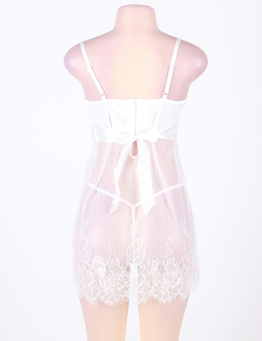 Strappy Sheer Mesh Laced Babydoll