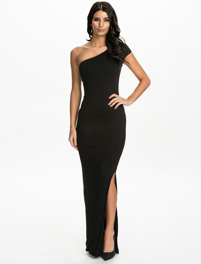 Black One Shoulder Sexy Evening Gown