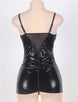 Black Open Cup Leather Plus Size Babydoll