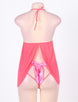 Pink Open Cup Satin Bows Babydoll