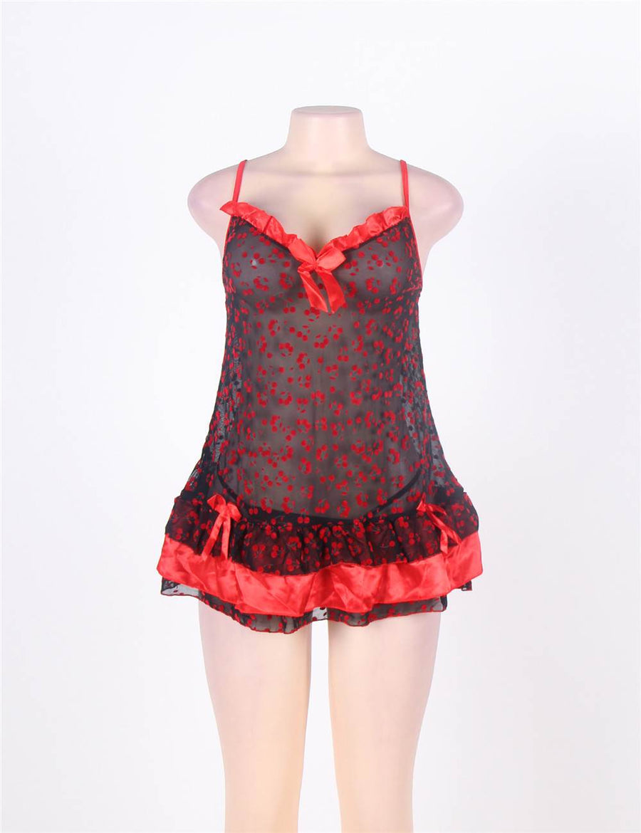 Sexy Ruffle Red Dot Print Babydoll Dress