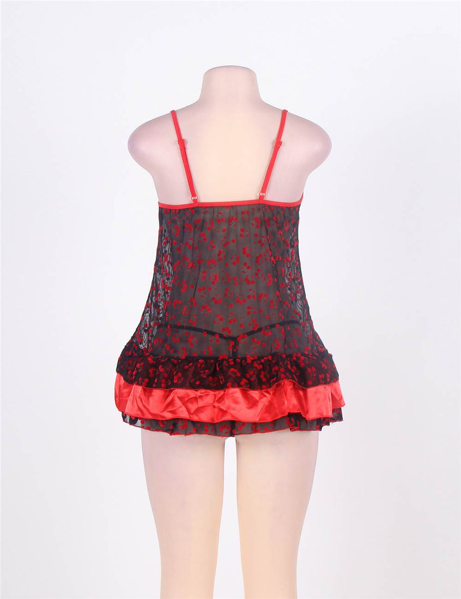 Sexy Ruffle Red Dot Print Babydoll Dress