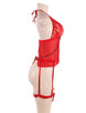 Red Sheer Tie Front  Mesh Babydoll Lingerie Set