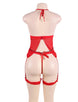 Red Sheer Tie Front  Mesh Babydoll Lingerie Set