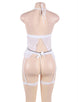 White Sheer Mesh Babydoll Lingerie Garter Set