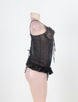 Sexy Black Embroidery Bra Ruffle Croch Back Babydoll