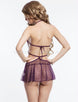 Purple Strappy Open Back Heart Printed Sexy Babydoll