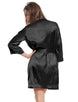 Black 2pcs Seduce Slip Satin Sleepwear Robe Set