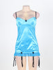 Clearance Sale Blue Sheer Satin Open Round Back Babydoll