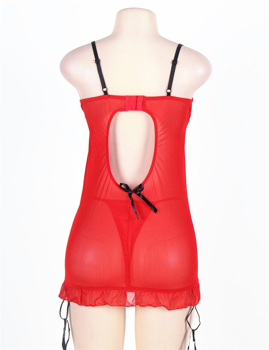 Red Round Back Babydoll With G-String