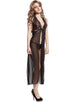 Halter Long Black Sheer Lace Dress