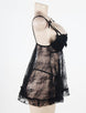 Black Scalloped Lace Ruffle Decor Plus Size Babydoll