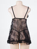 Black Scalloped Lace Ruffle Decor Plus Size Babydoll