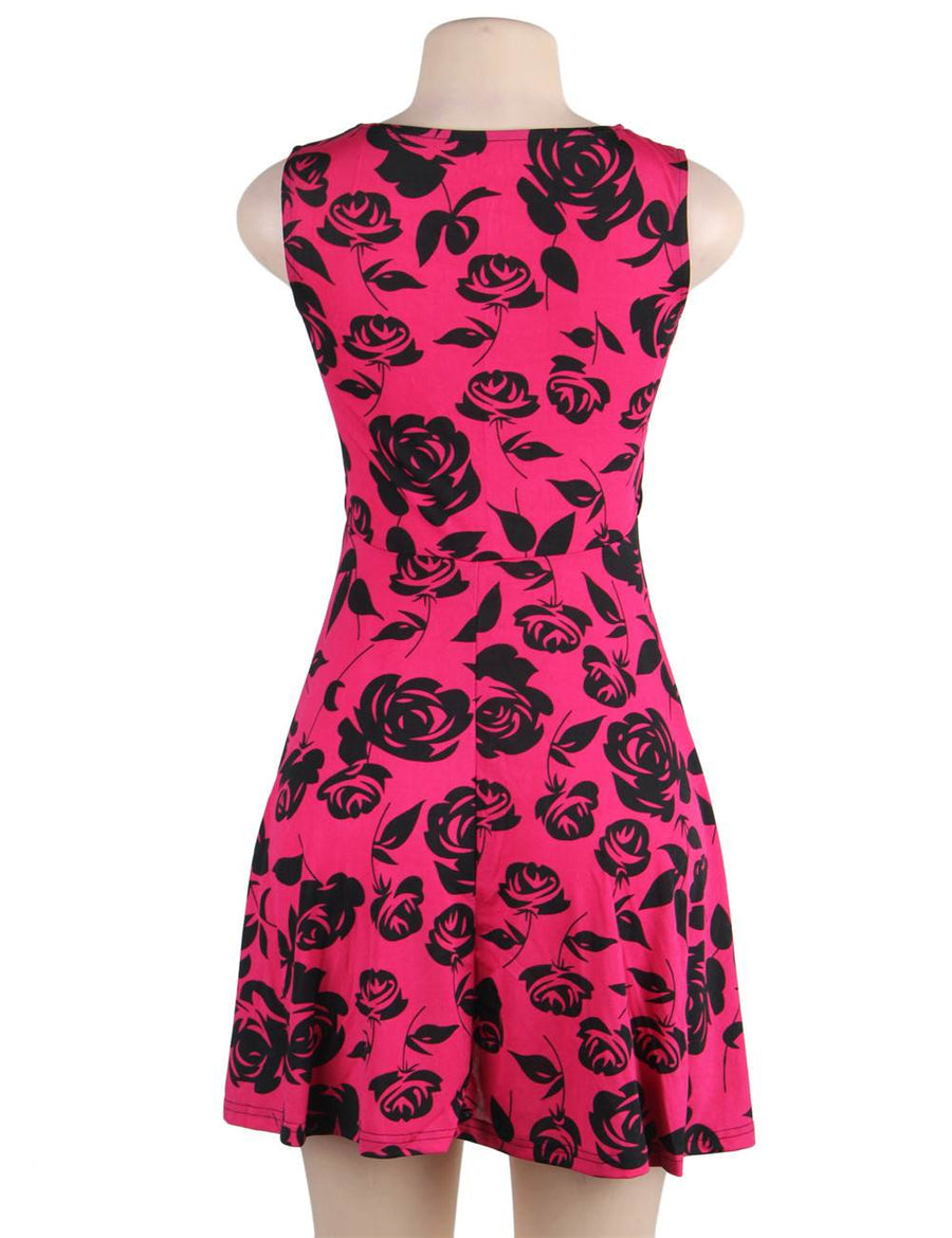 Print rose pink fashion dress