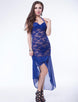 Sexy Halter Neck Blue Lace Long Dress