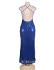 Blue Sequin Backless Evening Dress