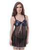 Mesh Cup Black Lace Babydoll Nightie Lingerie Set