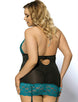 Halter Black And Blue Lace Open Back Plus Size Babydoll