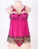 Purple Eyelash Plus Size Half Cup Babydoll