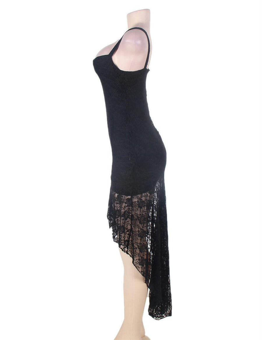 High Low SlinkyBlack Lace Fishtail Dress